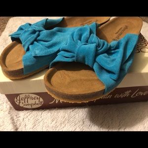 Jeffrey Campbell Sunmist Slides in Turquoise